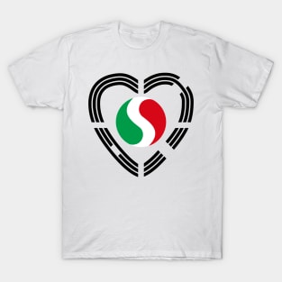 Korean Italian Multinational Patriot Flag Series (Heart) T-Shirt